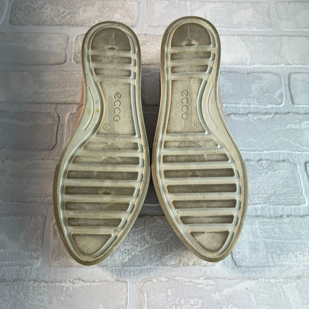 Ecco 39 Gillian Slip On Sneaker‎ Womens 8 Pink Shoes Pebbled Leather Comfort